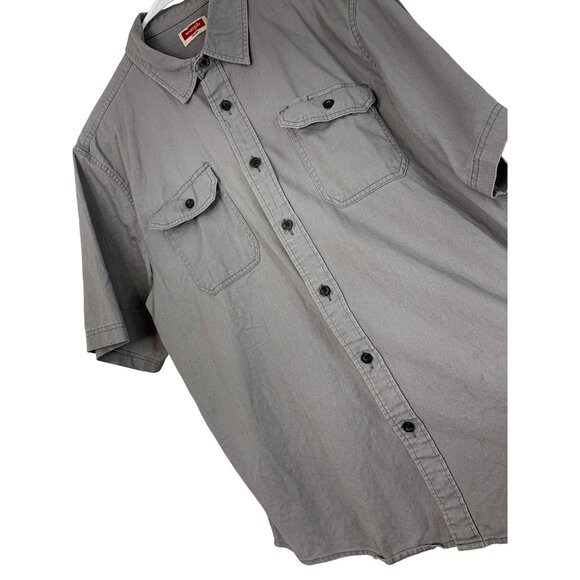 Wrangler flex Mens Gray Short-Sleeve Button-Up Shirt L/G western GUC 8853 - Picture 1 of 7